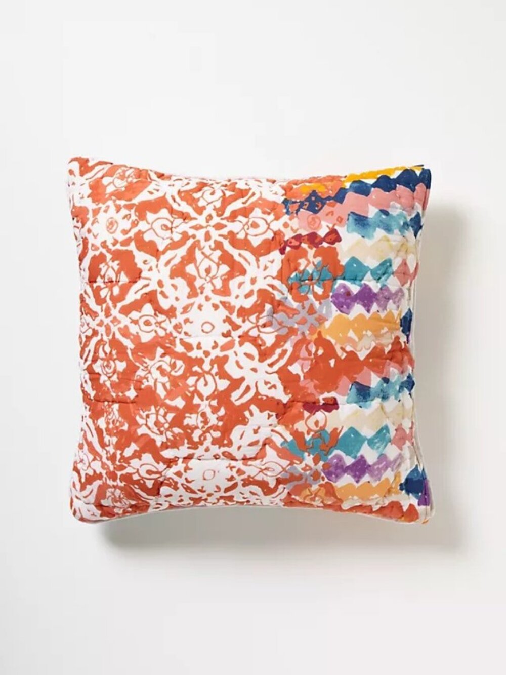 Anthropologie Decorative Pillow Orange, Cream & Blue, Insert Included